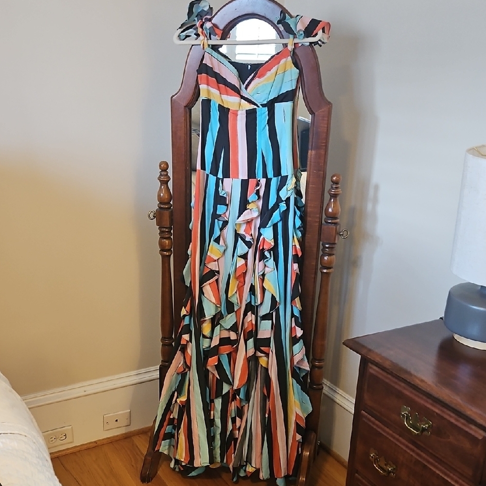 Caroline Constas Multicolor Striped Maxi Dress